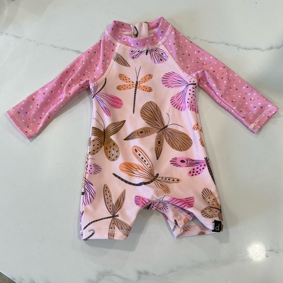 One Piece Long Sleeve Rashguard Printed Dragonflies | 3-6m - Picture 2 of 5